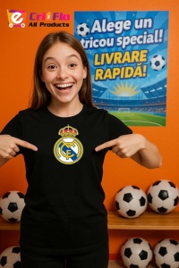 Tricou copii cu logo stema Real Madrid CF Spania, din bumbac 100% - Img 6