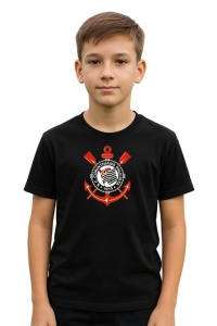 Tricou copii cu logo stema Sport Club Corinthians Paulista Brazilia, din bumbac 100% - Img 2