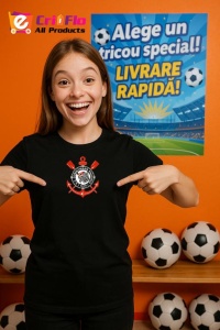 Tricou copii cu logo stema Sport Club Corinthians Paulista Brazilia, din bumbac 100% - Img 6
