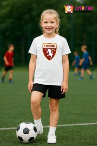 Tricou copii cu logo stema Torino FC Italia, din bumbac 100%
