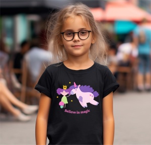 Tricou copii din bumbac 100%, personalizat cu Believe in Magic - Cadou
