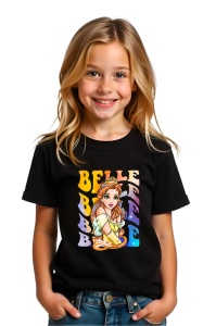 Tricou Copii din bumbac 100%, personalizat cu personajul Belle 1