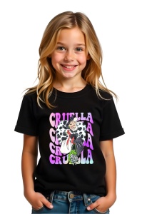 Tricou Copii din bumbac 100%, personalizat cu personajul Cruella De Vil