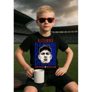 Tricou Copii din bumbac cu fotbalistul Alessandro Bastoni-Inter Milano - Img 3