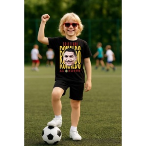 Tricou Copii din bumbac cu fotbalistul Cristiano Ronaldo-Al-Nassr FC - Img 5