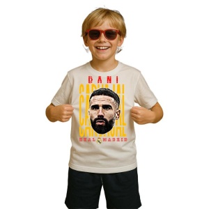 Tricou Copii din bumbac cu fotbalistul Daniel Dani Carvajal Ramos-Real Madrid - Img 2