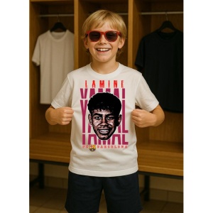 Tricou Copii din bumbac cu fotbalistul Lamine Yamal Nasraoui Ebana-FC Barcelona - Img 7