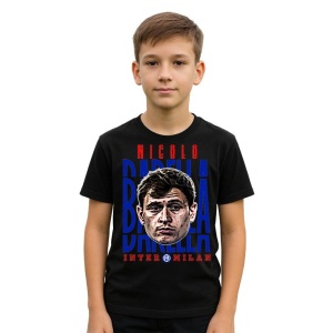 Tricou Copii din bumbac cu fotbalistul Nicolo Barella-Inter Milano