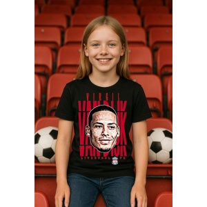 Tricou Copii din bumbac cu fotbalistul Virgil van Dijk-Liverpool FC - Img 5