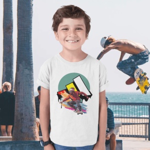 Tricou copii din bumbac personalizat haios Skater - Cadou - Img 2