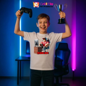 Tricou Copii Roblox Constructor Birou din bumbac 100% - Img 8