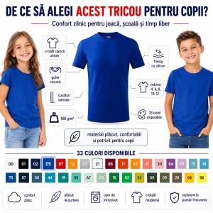 Tricou Copii Simplu din bumbac pentru Băieți 135 - Img 2