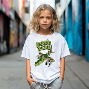 Tricou Copii Tralalelo Tra la la Bombadiro Crocodilo Meme Crocodilo Funny Italian Brainrot T-Shirt - Img 4