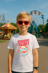 Tricou Copii Tralalelo Tra la la Bombardiro Bombardino Crocodilo Funny Italian Brainrot Meme T-Shirt (1) - Img 3