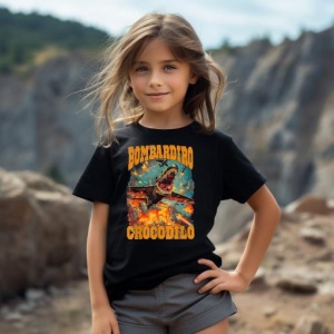 Tricou Copii Tralalelo Tra la la Bombardiro Crocodilo Funny Brainrot Italian Brainrot Meme T-Shirt - Img 3