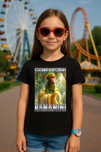 Tricou Copii Tralalelo Tra la la Shimpansinni Bananini Monkey Banana Italian Brainrot Meme T-Shirt - Img 5