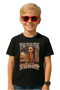 Tricou Copii Tralalelo Tra la la Tung Tung Sahur Funny Italian Brainrot Meme Graphic T-Shirt (1)