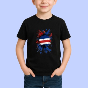 Tricou Costa Rica Steag Splash Art, Copii | Dama | Barbat, culoare negru - Img 3