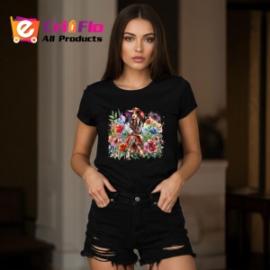 Tricou Country dress floral tattooed woman, femeie cu rochie country si tatuaje florale, Copii | Dama | Barbat , tricou negru