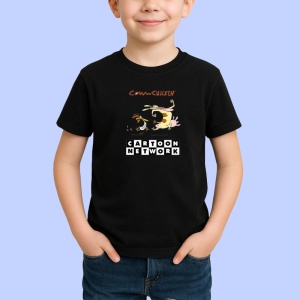 Tricou Cow and chicken vaca si fratele ei pui in aventuri absurde, Copii | Dama | Barbat , tricou negru - Img 2