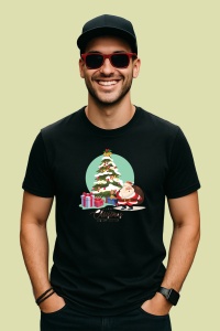 Tricou Craciun Brad Cadouri, din bumbac 100%, tricou negru, Dama | Barbat - Img 2