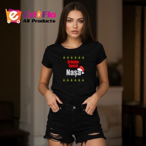 Tricou Craciun Fericit Nasa Brazi Model, din bumbac 100%, tricou negru, Dama | Barbat