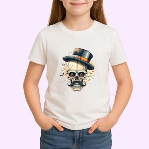 Tricou Craniu mustata si monoclu stil gentleman vintage Copii | Dama | Barbat - Img 4