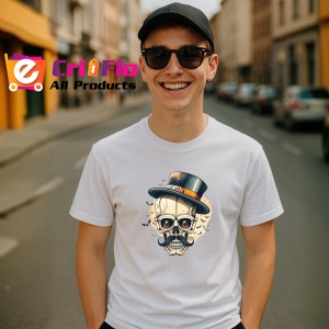 Tricou Craniu mustata si monoclu stil gentleman vintage Copii | Dama | Barbat - Img 6
