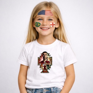 Tricou Cristiano Ronaldo Portugal World Cup Fifa 2026 V4, din bumbac 100%, tricou alb, Copii | Dama | Barbat - Img 2