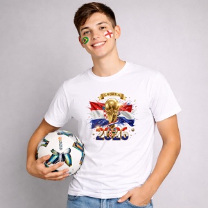 Tricou Croatia World Cup 2026 Fifa V2, din bumbac 100%, tricou alb, Copii | Dama | Barbat - Img 3