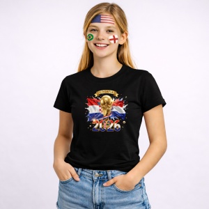Tricou Croatia World Cup 2026 Fifa V2, din bumbac 100%, tricou negru, Copii | Dama | Barbat