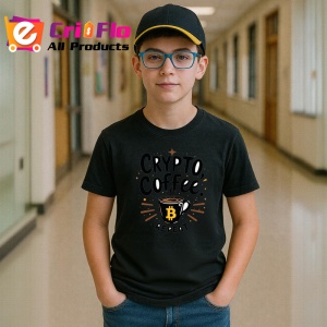 Tricou Crypto coffee repeat, cafea crypto repeta, Copii | Dama | Barbat , tricou negru - Img 5