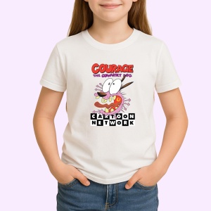 Tricou Curaj cainele cel fricos personaj animat in aventuri bizare si comice, Copii | Dama | Barbat - Img 3