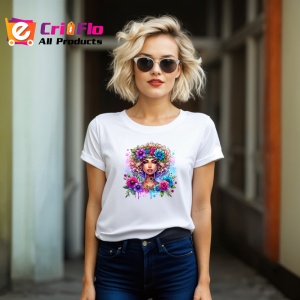 Tricou curly blonde floral crown girl, fata blonda creata cu coronita florala, Copii | Dama | Barbat - Img 11