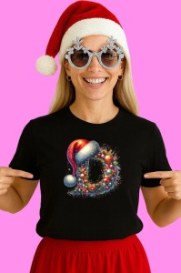 Tricou D Litere Alfabet Craciun Impodobite Cu Decoratiuni, din bumbac 100% Copii | Dama | Barbat - Img 3