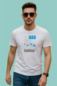 Tricou Dad Twins Need Coffee, din bumbac 100%, tricou alb, Dama | Barbat - Img 2