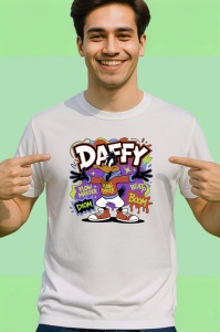 Tricou Daffy boom violet vibes cu sneakers cool Copii | Dama | Barbat Barbat - Img 2