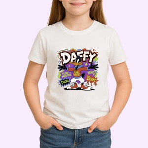 Tricou Daffy boom violet vibes cu sneakers cool Copii | Dama | Barbat Barbat - Img 4