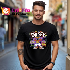 Tricou Daffy boom violet vibes cu sneakers cool Copii | Dama | Barbat, negru - Img 6