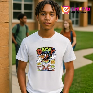 Tricou Daffy street vibes cu pantaloni cargo si fundal exploziv boom Copii | Dama | Barbat Barbat - Img 4