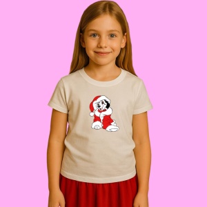 Tricou Dalmatian Mos Craciun Fericit, din bumbac 100% Copii | Dama | Barbat
