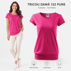 Tricou Damă 100% Bumbac cu Bandă Jos – Croială Lejeră, 22 Culori, XS-3XL - Img 25