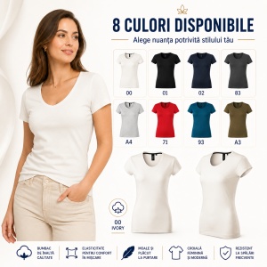 Tricou damă 100% bumbac SUPIMA® 154 Exclusive, slim fit, 160 g/m², XS–2XL, 8 culori - Img 7