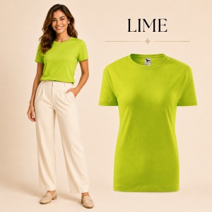 Tricou damă basic clasic din bumbac 100%, cambrat, 23 culori, XS - 2XL - Img 22