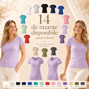 Tricou Damă Bumbac 100%, Croială Cambrată, Guler Rotund, Material Confortabil, 14 Culori, Mărimi S–3XL - Img 8