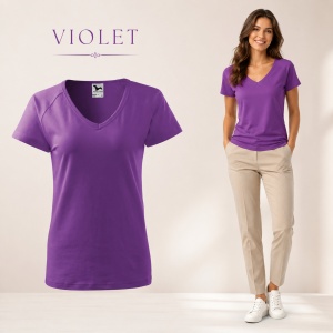 Tricou Damă cu Decolteu în V Malfini – Bumbac 95%, XS-3XL - Img 24