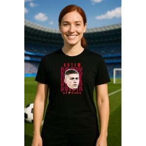 Tricou Dama cu fotbalistul Artem Dovbyk-AS Roma din bumbac 100% - Img 4