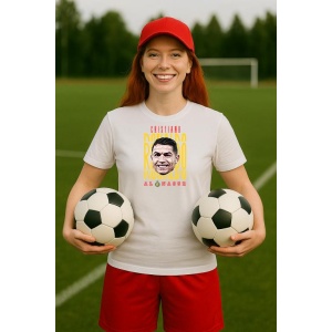 Tricou Dama cu fotbalistul Cristiano Ronaldo-Al-Nassr din bumbac 100% - Img 2