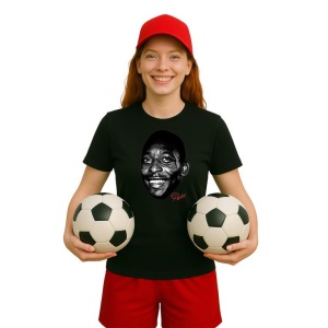 Tricou Dama cu fotbalistul Edson Arantes do Nascimento-Brazil din bumbac 100% - Img 5