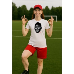 Tricou Dama cu fotbalistul Edson Arantes do Nascimento-Brazil din bumbac 100% - Img 10